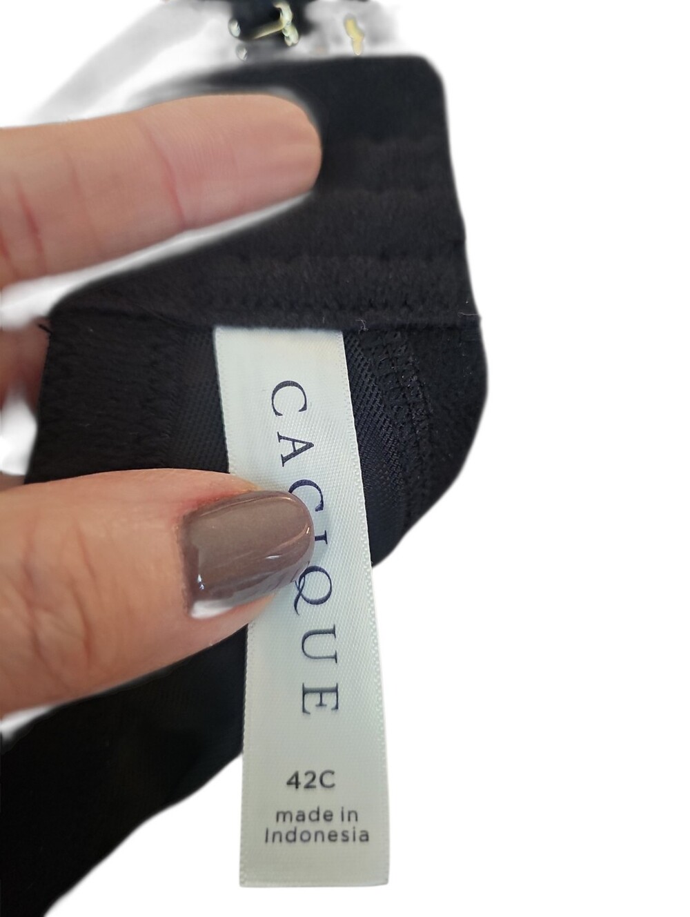 Cacique Black Lace Floral Stretch Satin Boost Balconette Bra Sz 42C New $69 - Picture 8 of 9